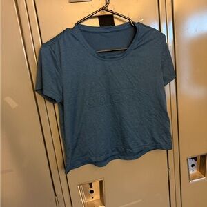 Adidas Blue Crop Cut Out Short Sleeve Tee